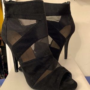 Chinese Laundry Peep-Toe Suede/Sheer Bootie